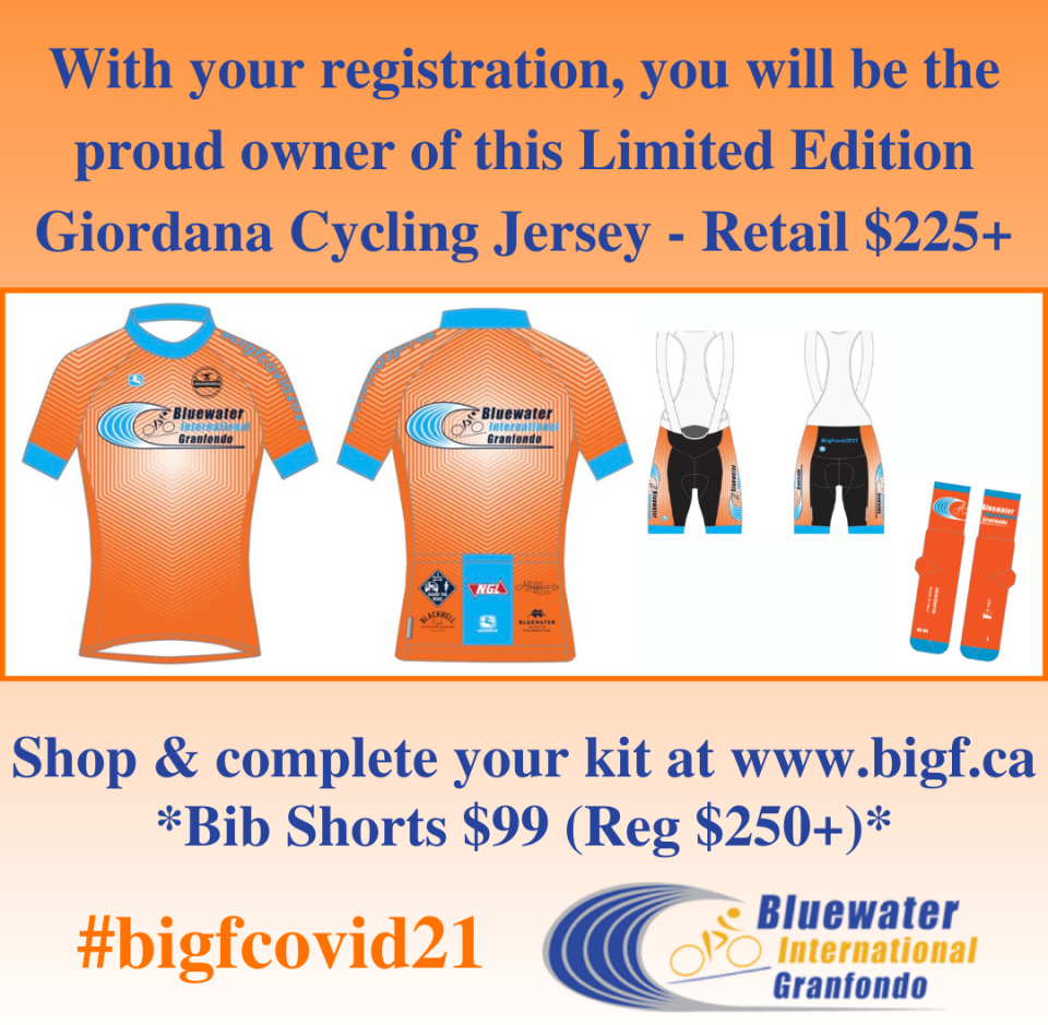 the Limited Edition 2021 BIG Giordana Cycling Jersey? Retailing at $225+, this high end offering comes as part of your registration package