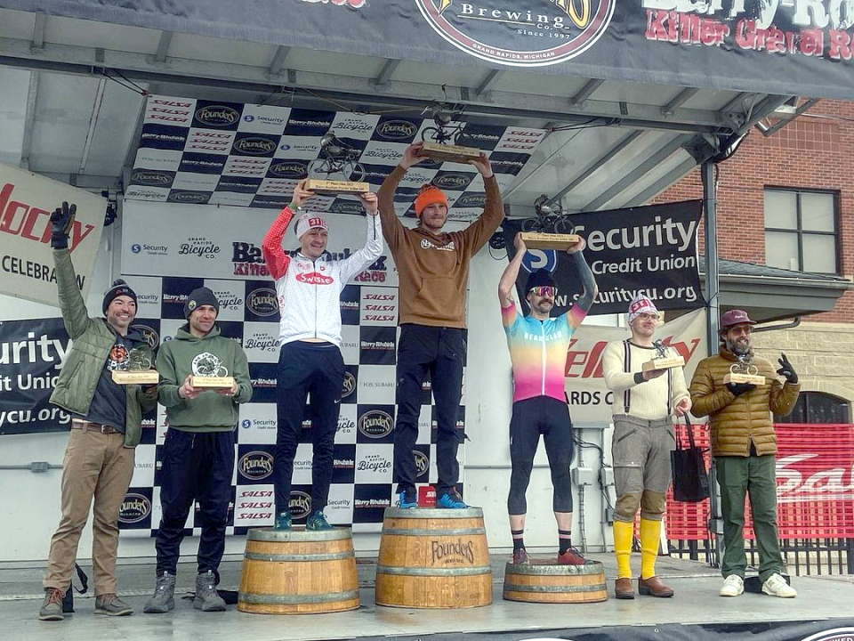 1st Jorden Wakeley (Northbound Outfitters/GIANT Bicycles), Connor Kamm (3T / Q+M) second, Jason Lowetz (Bearclaw Bicycle Co) third in 100m route
