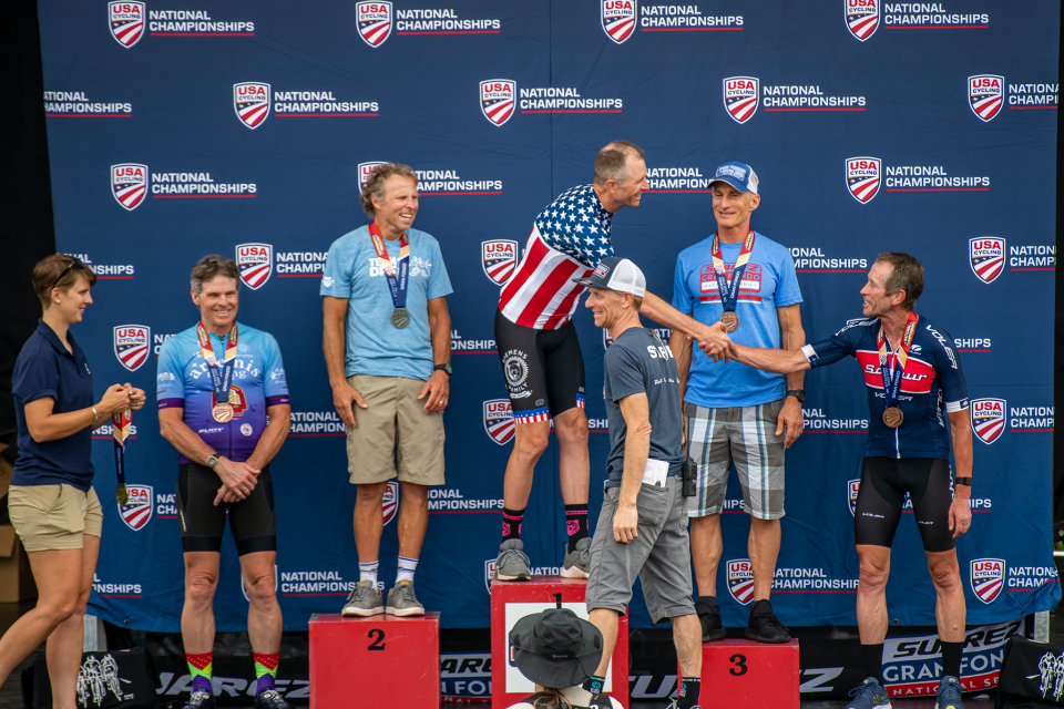 Andrew Knight from Georgia beat, Felipe Aros and Benjamin Wright in the men's race to pull on the coveted Stars and Stripes Gran Fondo National Championship jersey.