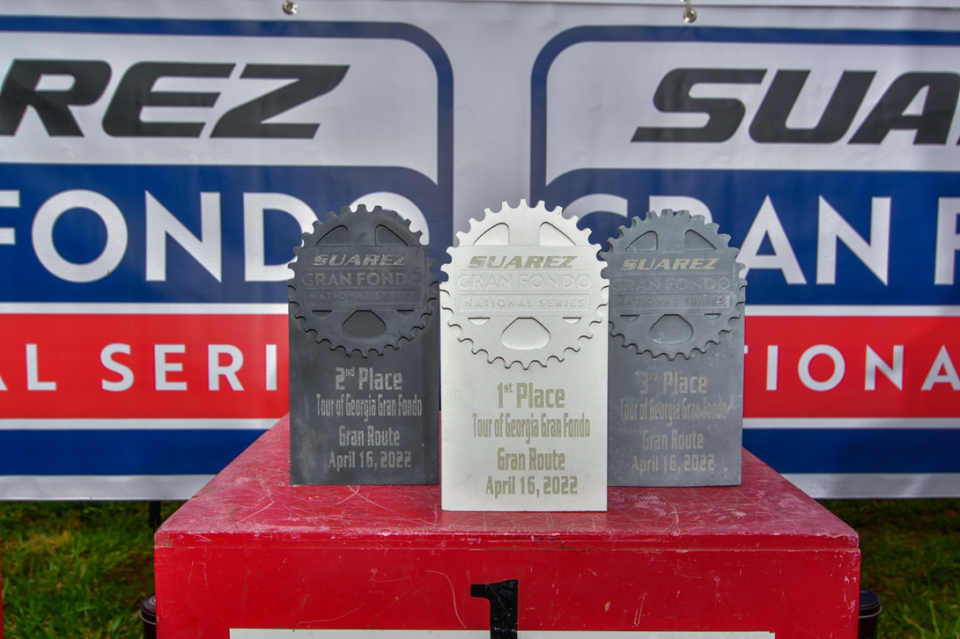 10th Annual Tour of Georgia Gran Fondo trophies