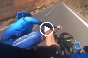 VIDEO: Alexey Lutsenko suffers highspeed crash on TT Bike!