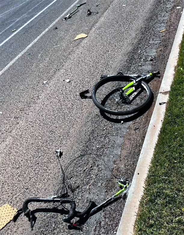 The remains of part of the bikes lay strewn across at Utah highway