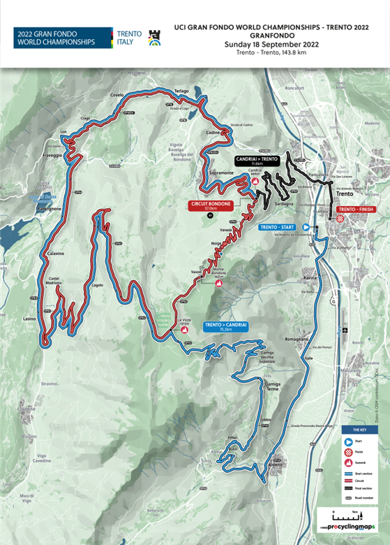 2022 UCI Gran Fondo World Championships Trento 2022 Gran Fondo Map