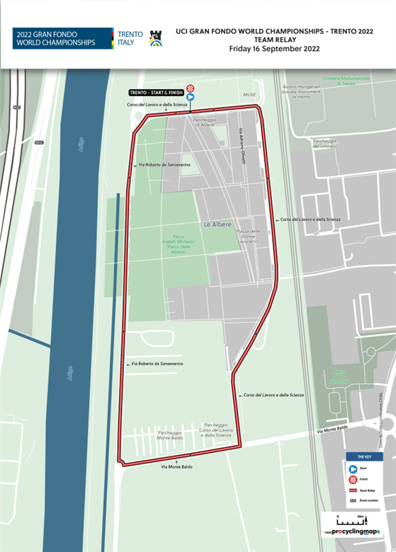 2022 UCI Gran Fondo World Championships Trento 2022 Team Relay Map