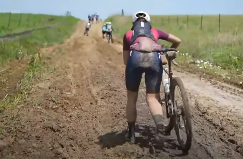 Epic muddy conditions on the 2022 UNBOUND Gravel course