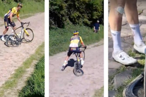 Jumbo Visma's Carbon Wheels Dramatically Collapse at Paris-Roubaix