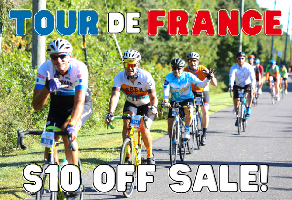 Save an Extra $10 Off Any Bike & Beers Event in Celebration of the TOUR DE FRANCE!