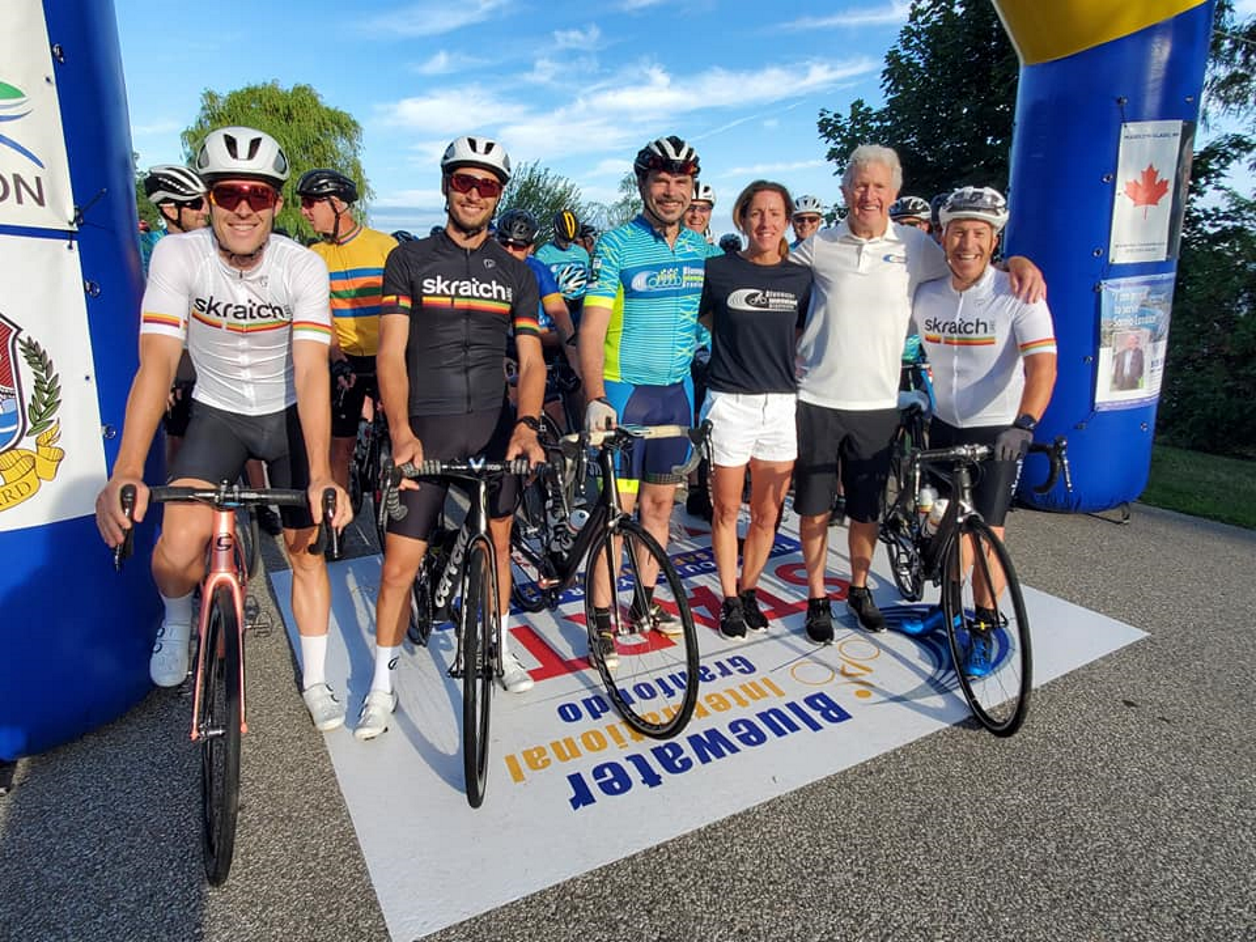 Co-founders, Ken MacAlpine and Kathy Johnson (second and third from the right) along with Phil White Cervelo co-founder at the start of the 6th annual event!
