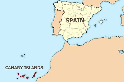 Gran Canaria is located in the Atlantic Ocean 100 miles off the western coast of Morocco 