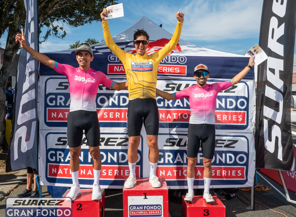 In the 100 mile Gran Fondo, Camilo Vidal was fastest over the four sections