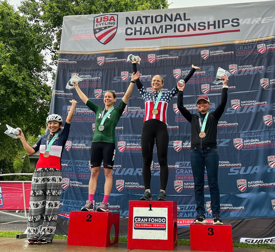 Jill Patterson successfully defended her 2023 USA Cycling Gran Fondo National Championship in Maryland