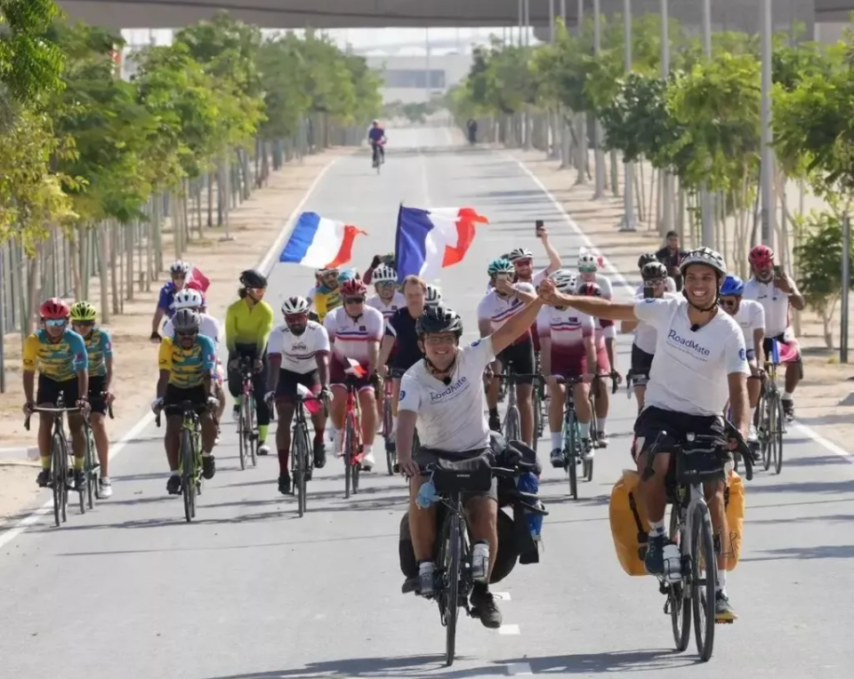 After 3 months cycling through 13 countries, the pair reached the Qatari capital Doha