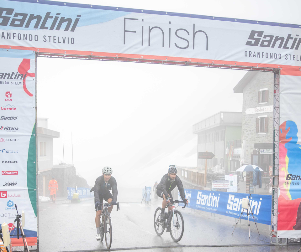A few of the 2,000 riders who rode just the Stelvio made it to the top until it was closed as the weather turned treacherous 