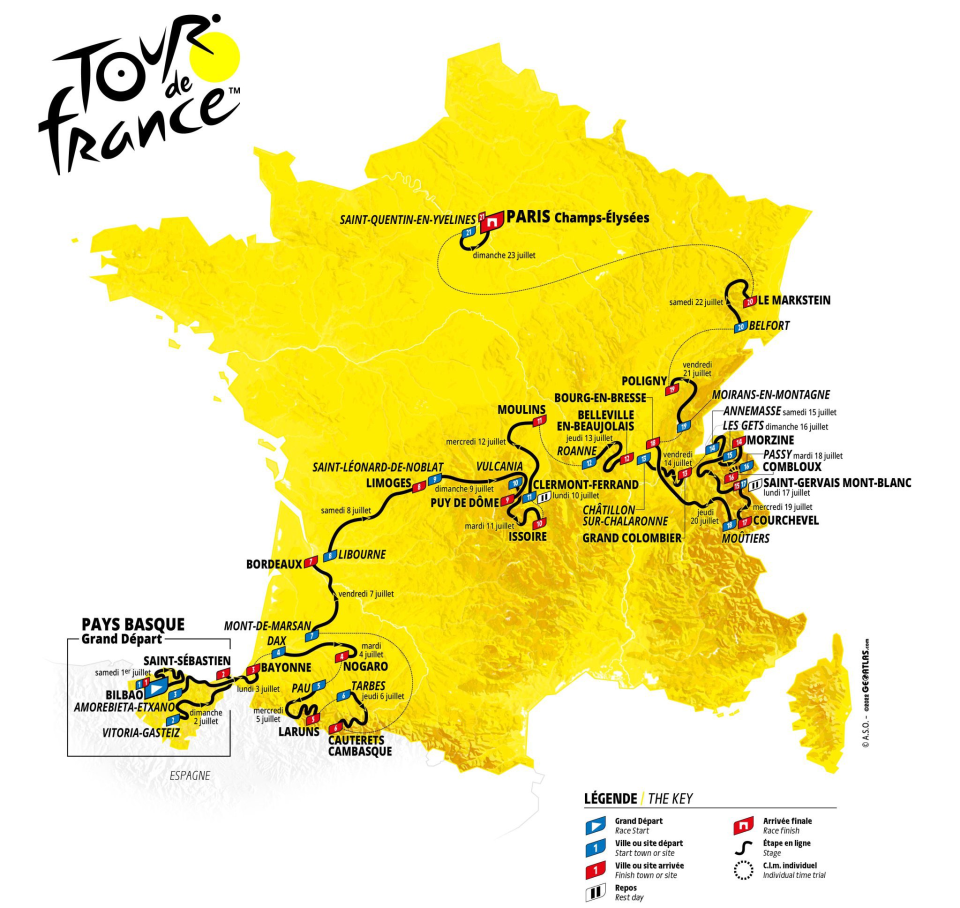 2023 Tour de France Route Map