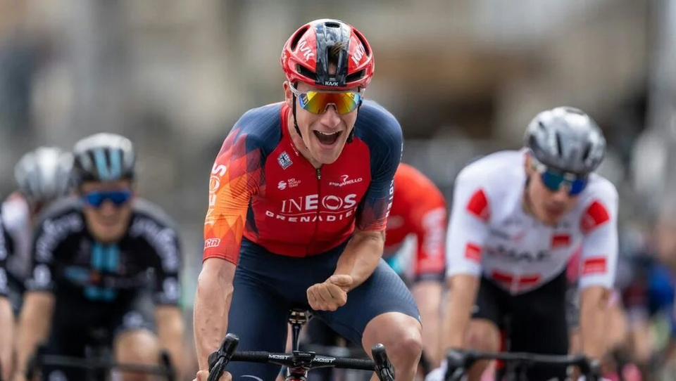 Ineos Grenadiers' Ethan Hayter takes stage sprint and race lead