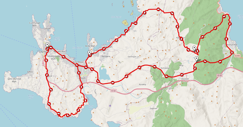 The Granfondo of 110km with 1,524m of climbing heads into the hills