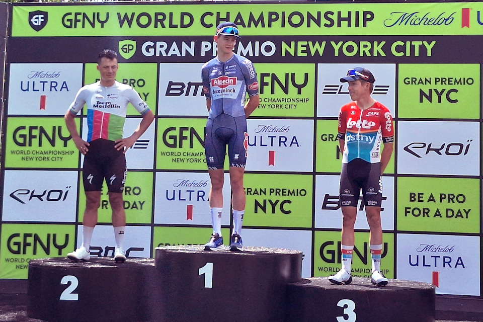 Tibor Del Grosso wins inaugural Gran Premio New York City from four man breakaway 