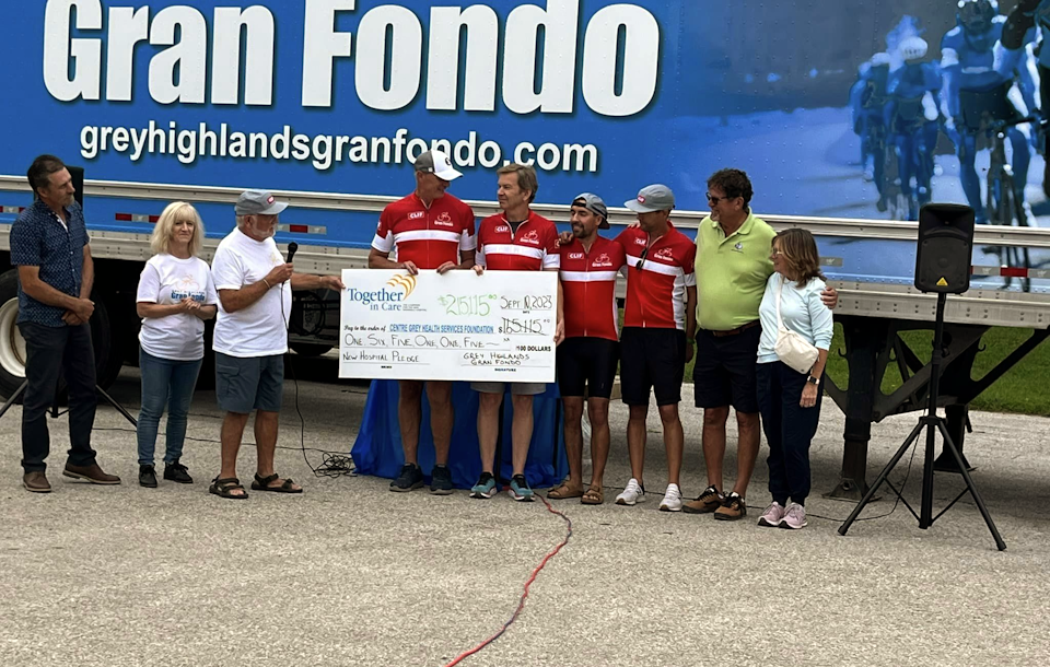 A 40-foot truck trailer wrapped with an colourful promotion of the Grey Highlands Gran Fondo will be rolling down the roads