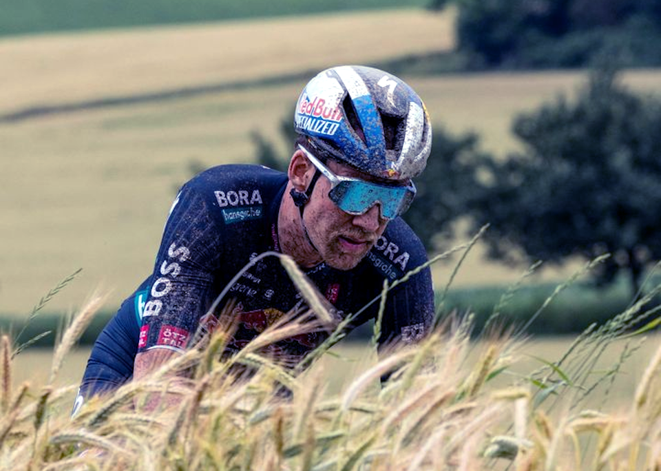 31 year-old WorldTour German Jonas Koch (Bora Hansgrohe) attacked an elite group to solo to the finish