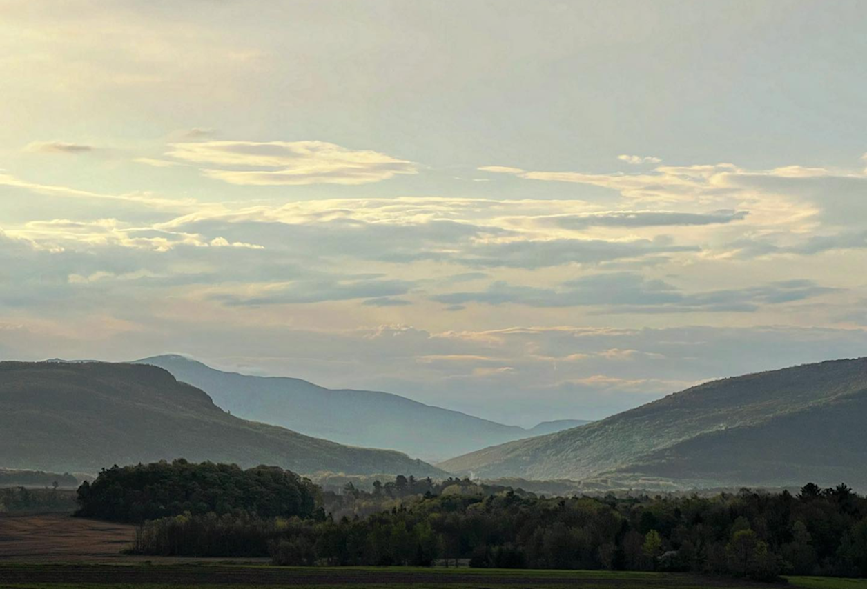 Early morning view of the mountains with the summit of Lincoln Gap in the distance