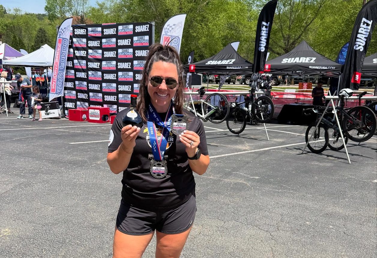 Regular GFNS rider Tia Smith Mount from Holly NC was third in the women’s Piccolo Fondo