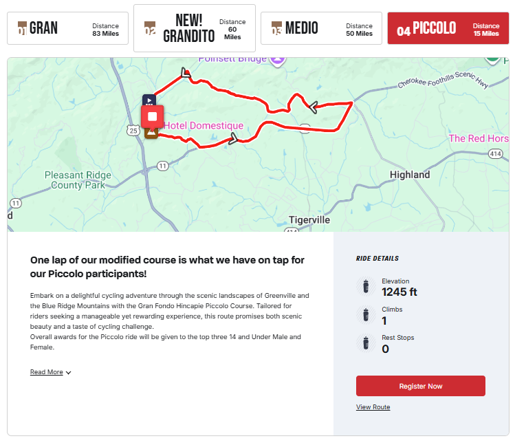 Piccolo Fondo – 15 miles