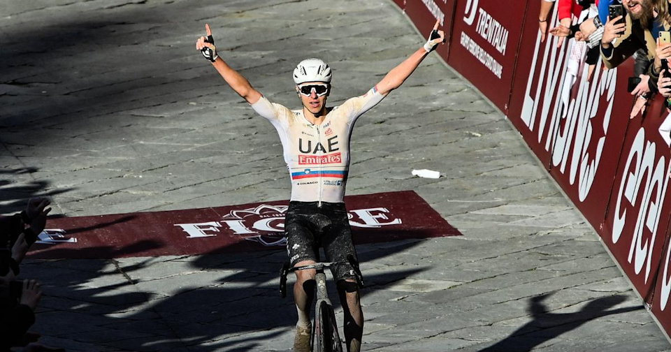 Bruised and bloodied Tadej Pogacar wins Strade Bianche