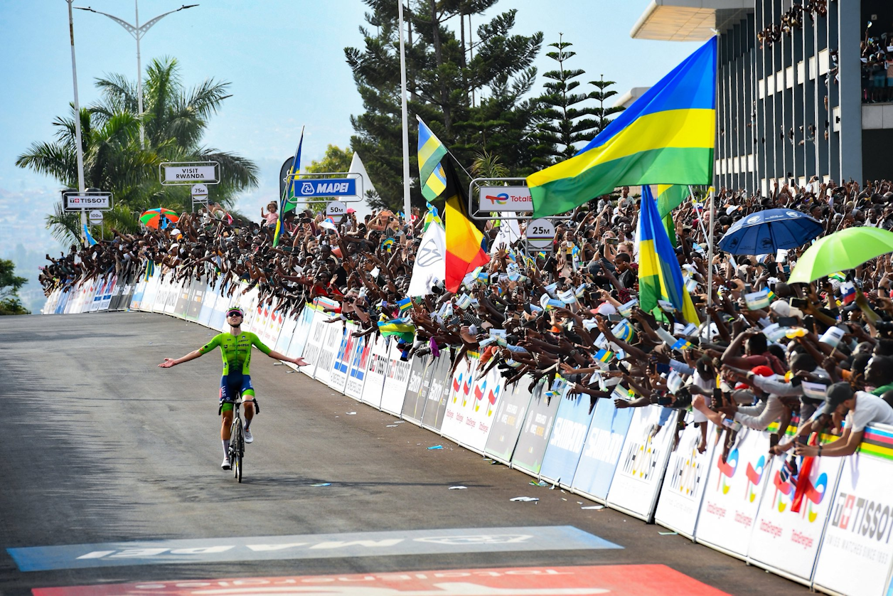 Pogacar wins second world road cycling championships in Rwanda