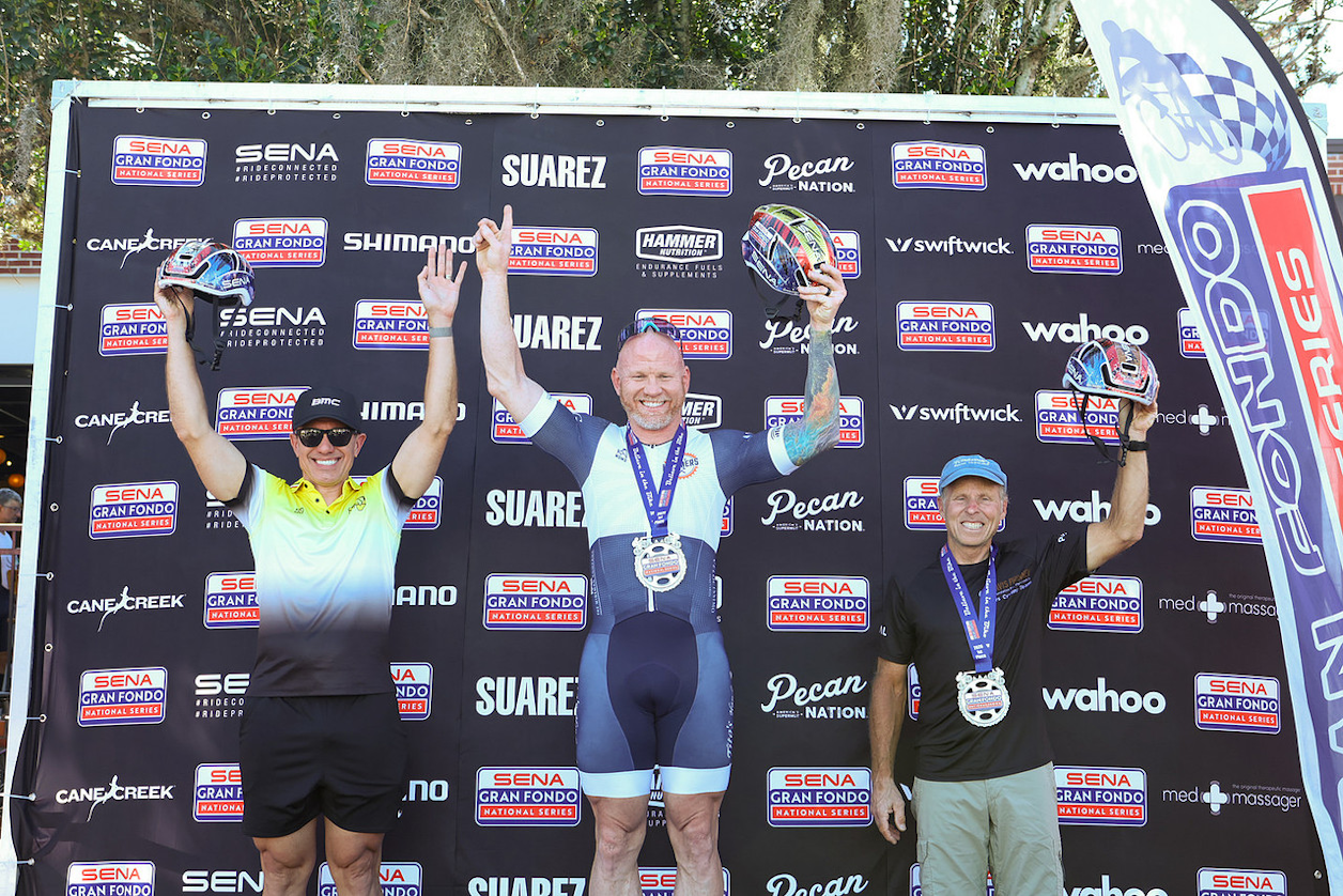 In the men's 98 mile Gran Fondo, 44 year-old Justin Jordan from Winter Park, FL was fastest over the four timed sections