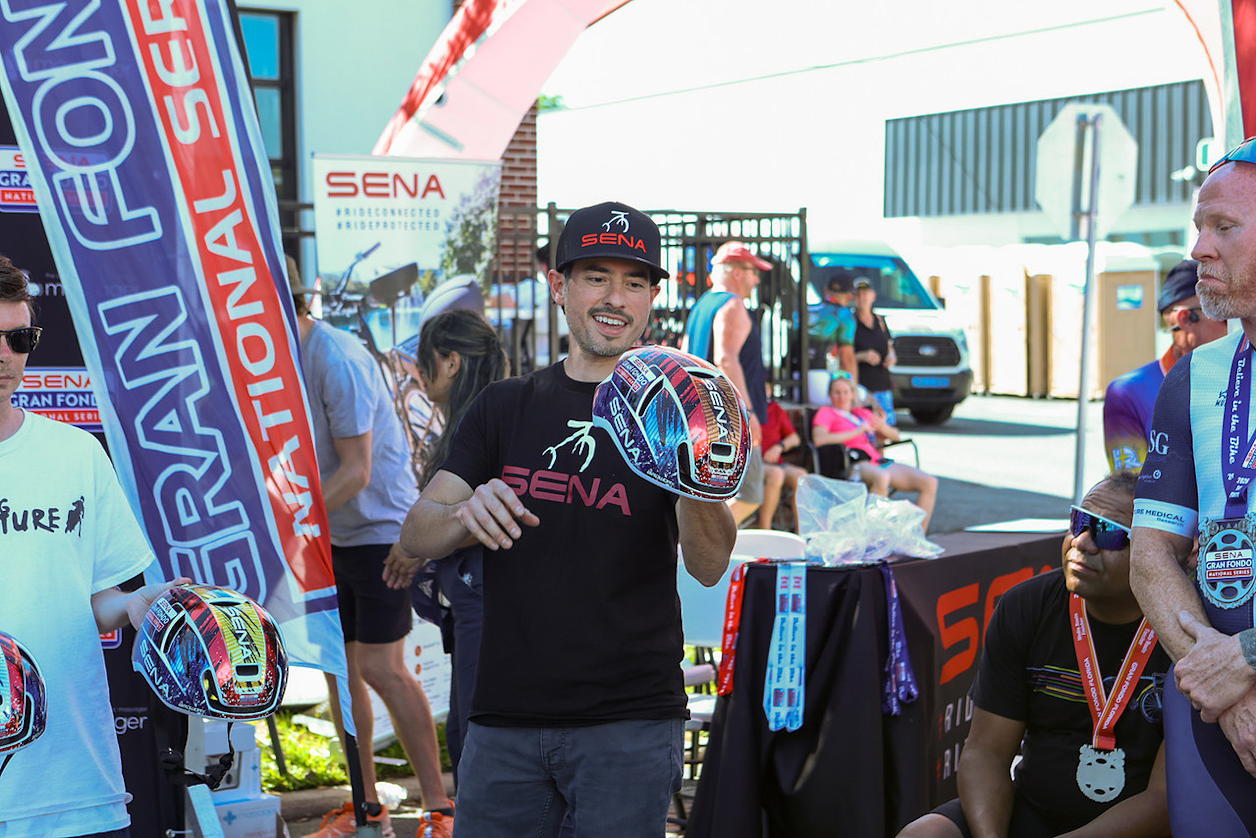 All three men and women overall were awarded the latest SENA cycling helmet with a custom GFNS 2026 Series Wrap by Birdworks.