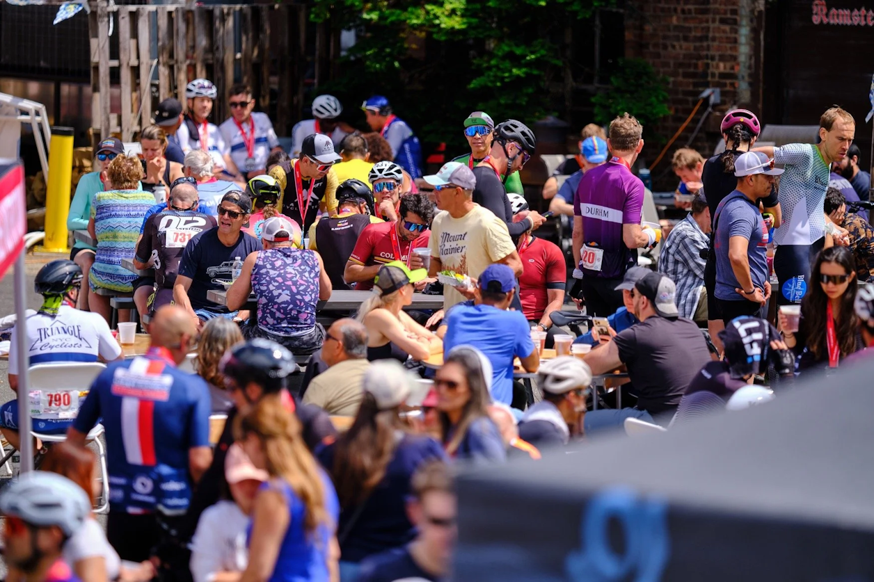 Finish Line Party with hot post-event meal and cold drinks
