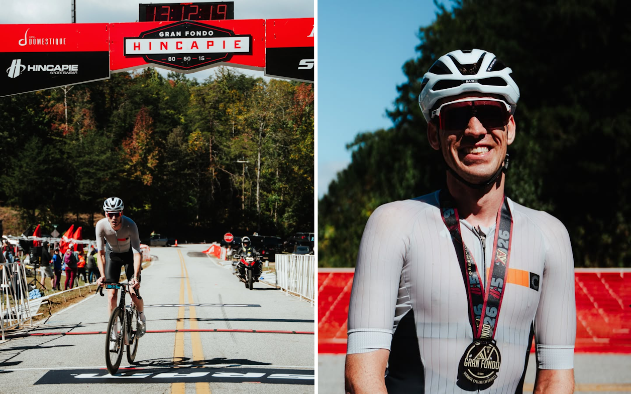 Will Gleason powered to victory on the 85 mile Gran Fondo, crossing the line in 4:11:42