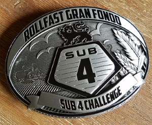 SUB4 challenge riders receive a custom belt buckle for their efforts