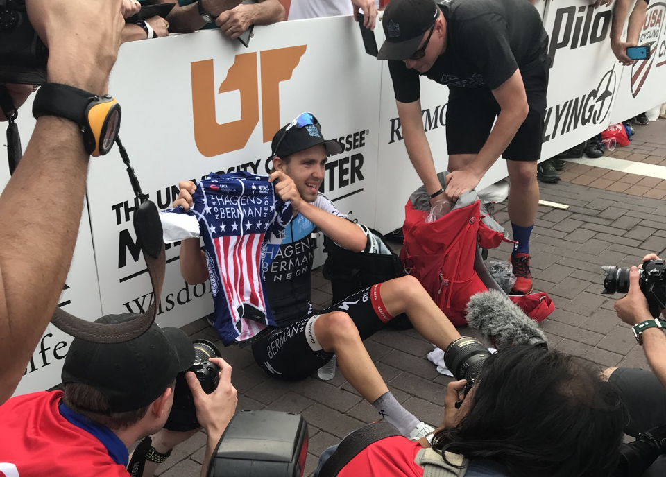 Johnny "Knoxville" Brown (Hagens Berman Axeon) won the 2018 US Pro Road Championships in Knoxville, Tennessee