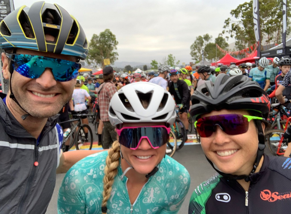 Phil Gaimon with Dirty Kanza legends Alison Tetrick and Amanda "Panda" Nauman.