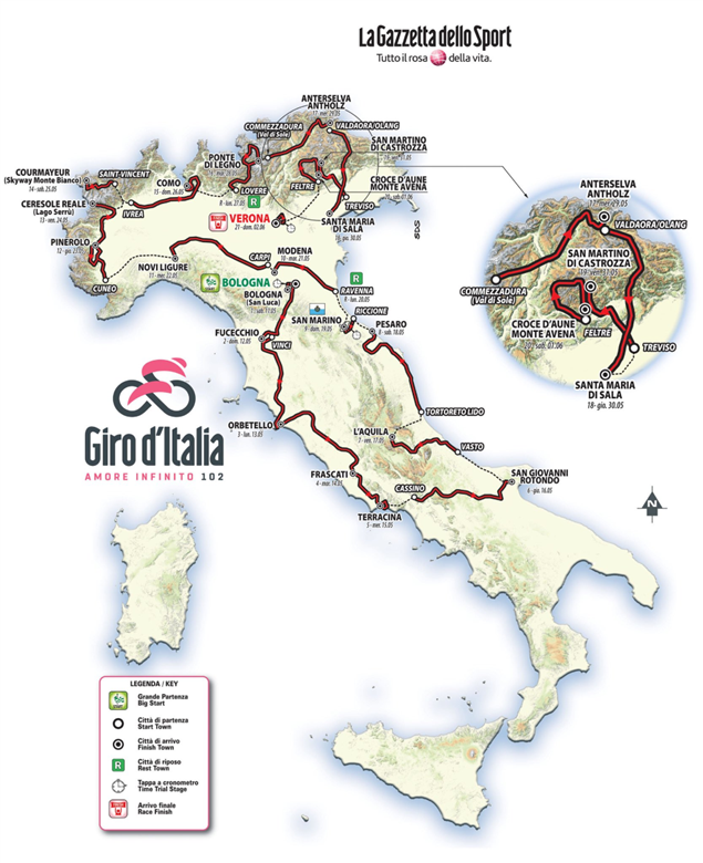 2019 Giro d’Italia Route
