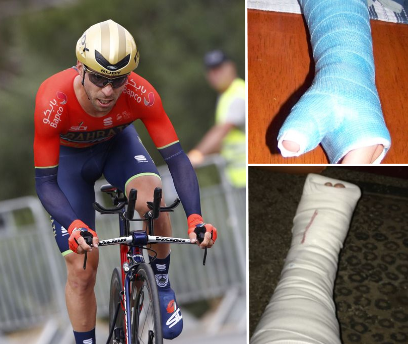 Italian rider Domenico Pozzovivo has been seriously injured after being knocked down by a car