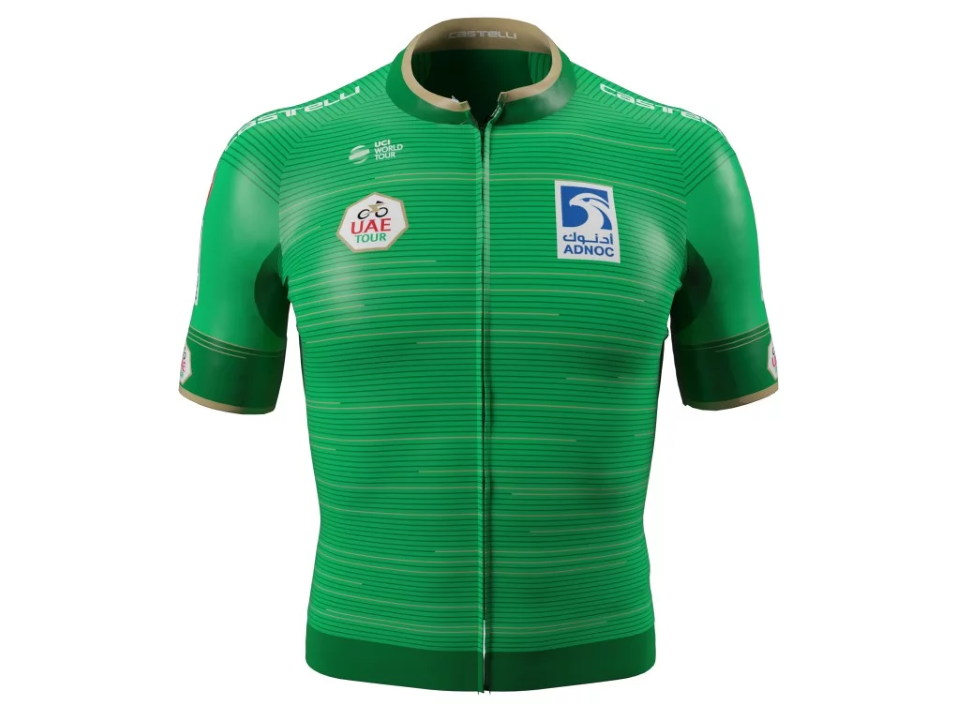 Green Jersey Points Classification: worn daily, starting from stage 2, by the fastest sprinter, who has obtained the best positions in each stage and intermediate sprints.