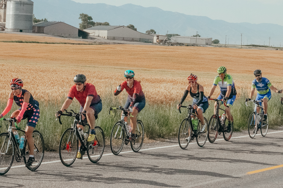 A pod of riders enjoying the ride