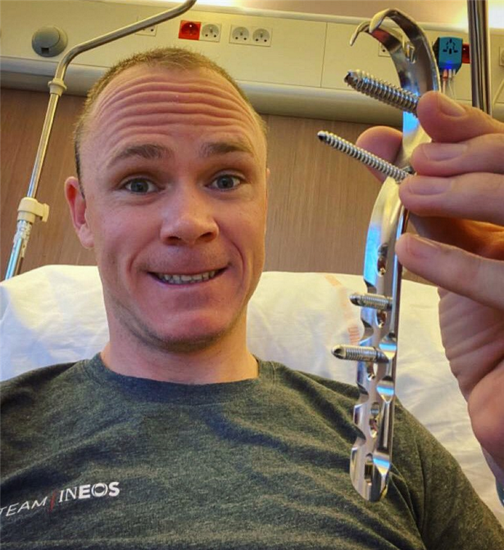 Chris Froome upbeat after Surgery to remove Metal Plates from his Leg