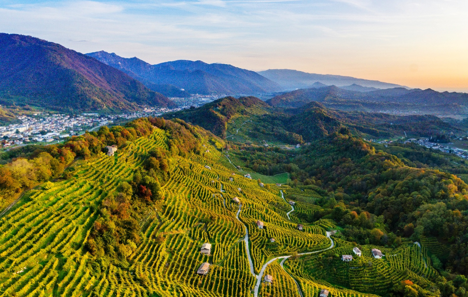 The beautiful and breath-taking views of the Prosecco Hills of Conegliano in Northern Italy