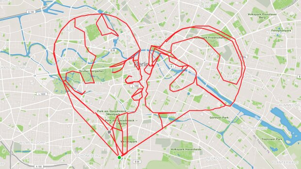 Strava Art Celebrating 30 years since the Fall of the Berlin Wall
