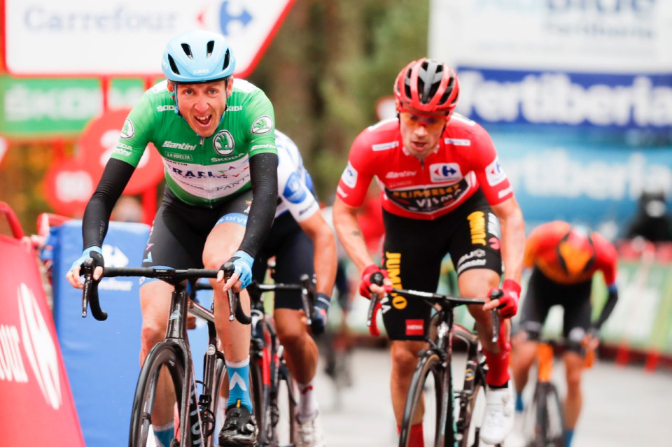 Tearful Martin wins Vuelta stage 3 as Roglic keeps lead