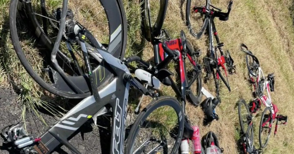 A teenage truck driver ploughed into a group of Texas cyclists while allegedly attempting to blow smoke on them