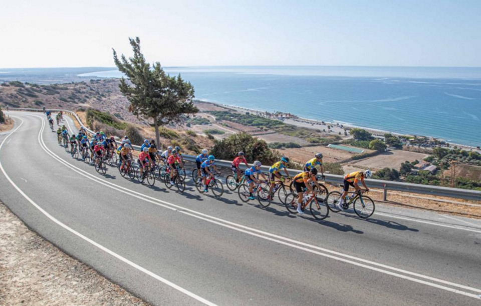 GFWT® Peloton starts to climb at the Apollo Aphrodite Gran Fondo on the island of Cyprus