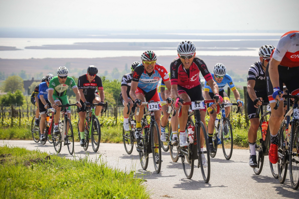 Photo: Gran Fondo riders crest one of the short sharp climbs on the shores of Neusiedl Lake