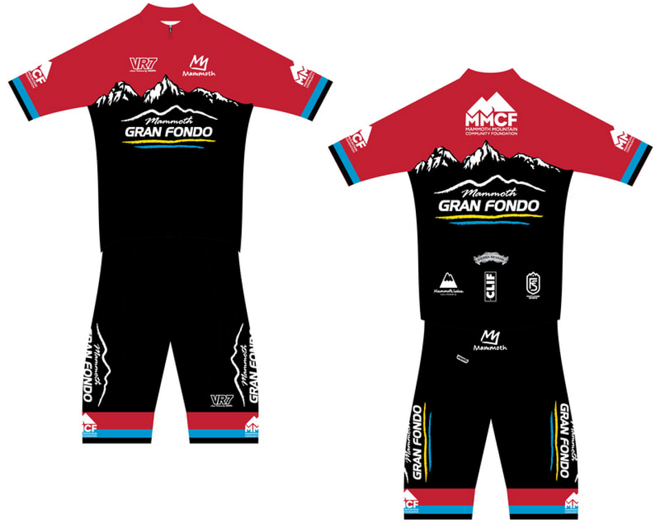 Official 2022 Mammoth Gran Fondo Signature Kit shows Mt. Banner and Mt. Ritter