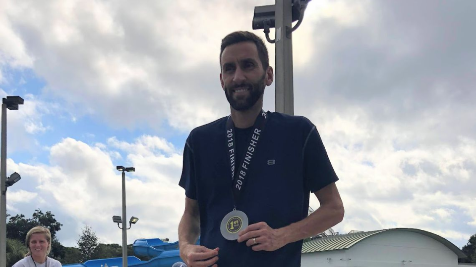Photo: Adam Hasebroock, of Tampa, seen here in 2018 after winning first overall in the TRI Pasco triathlon
