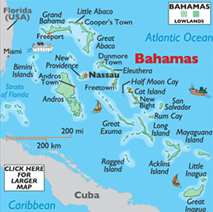 The Bahamas are located 190 miles off the Florida coast.