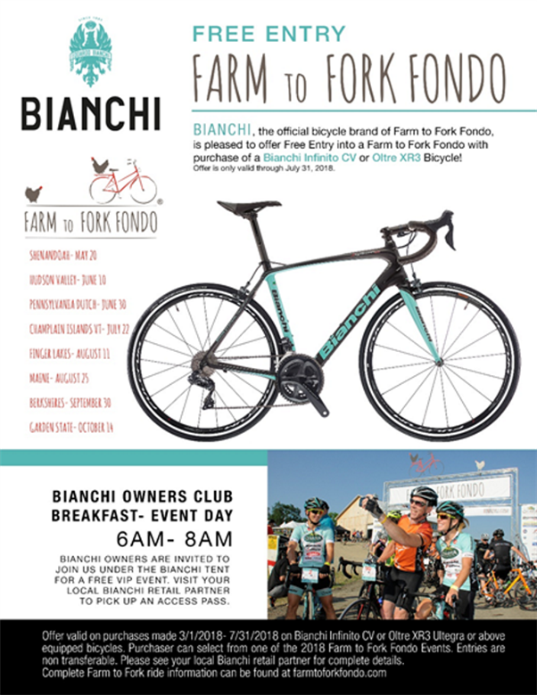Free Farm To Fork Fondo Entry With Purchase Of A New Bianchi